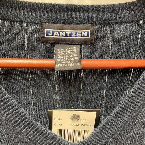 New Jantzen Men's XXL V-Neck Navy Blue Sweater Classic Business Golf Preppy Soft - Picture 12 of 12